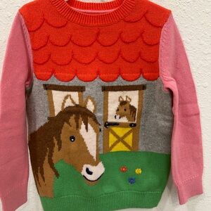 Mini Boden Red and Pink Horse Sweater